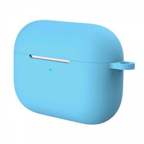 Чехол силиконовый плотный с карабином для AirPods Pro, голубой-2