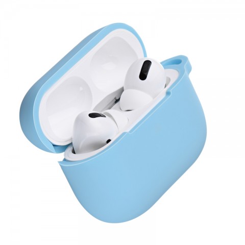 Чехол силиконовый плотный с карабином для AirPods Pro, голубой-1