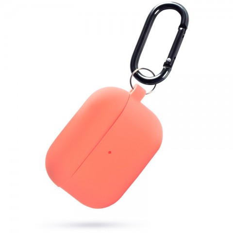 Чехол силиконовый плотный с карабином для AirPods Pro, персиковый-1