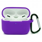Чехол силиконовый плотный с карабином для AirPods Pro, фиолетовый