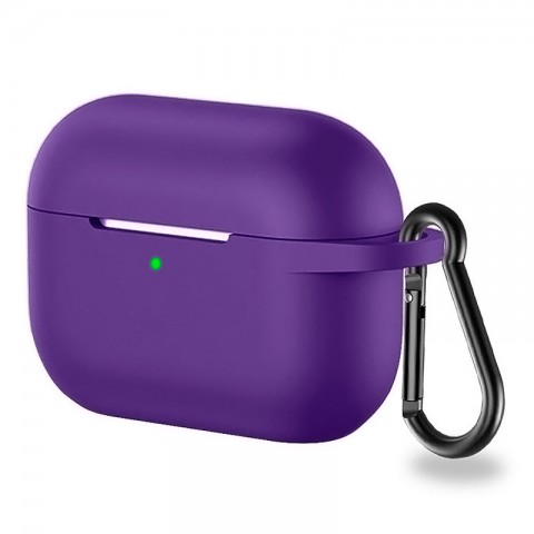 Чехол силиконовый плотный с карабином для AirPods Pro, фиолетовый-1