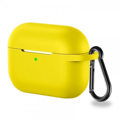 Чехол силиконовый плотный с карабином для AirPods Pro, жёлтый-2
