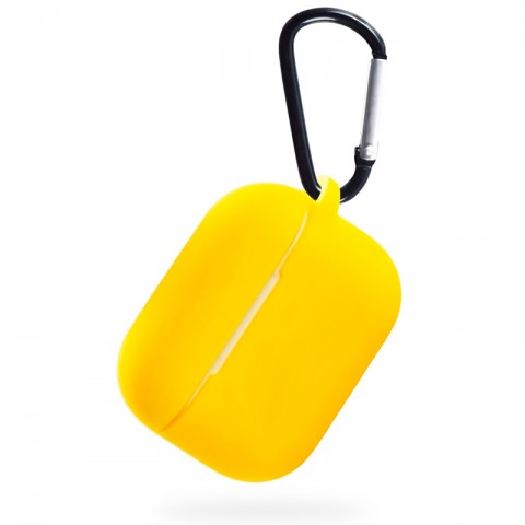 Чехол силиконовый плотный с карабином для AirPods Pro, жёлтый-1