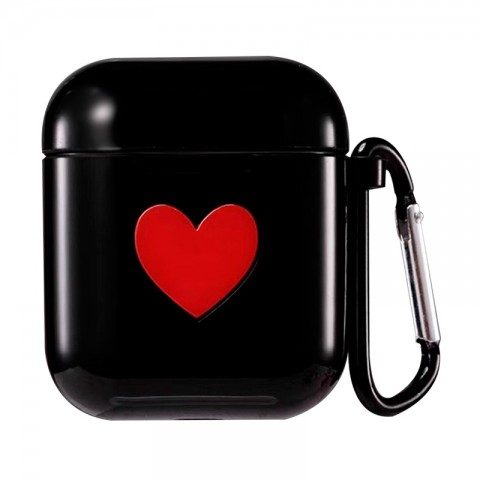 Чехол силиконовый "Сердце" для AirPods, черный