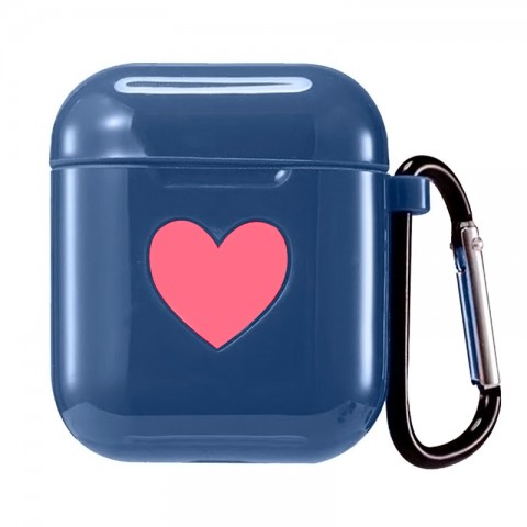 Чехол силиконовый "Сердце" для AirPods, тёмно-синий
