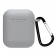 Чехол силиконовый плотный с карабином для AirPods, серый