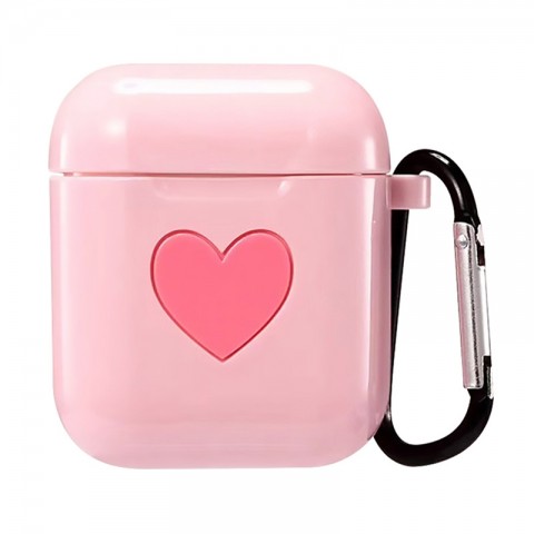 Чехол силиконовый "Сердце" для AirPods, розовый