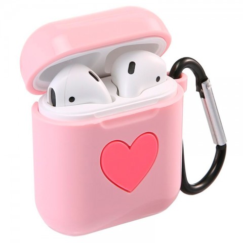 Чехол силиконовый "Сердце" для AirPods, розовый-1