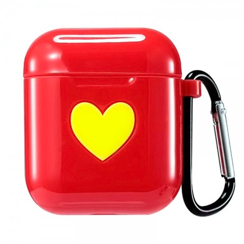 Чехол силиконовый "Сердце" для AirPods, красный