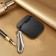 Чехол TPU текстура "кожа" для AirPods, с карабином, черный
