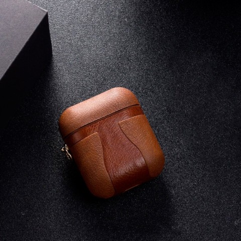 Чехол TPU-кожа для AirPods, темно-коричневый-1