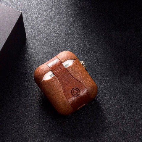 Чехол TPU-кожа для AirPods, темно-коричневый-2