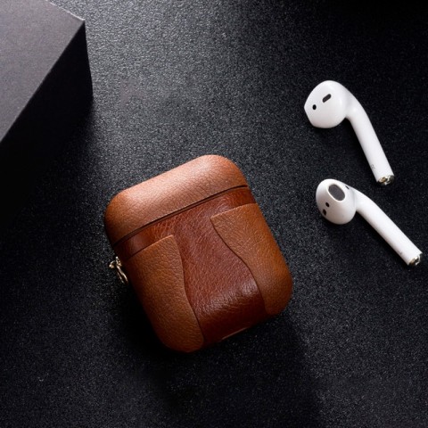 Чехол TPU-кожа для AirPods, коричневый-1