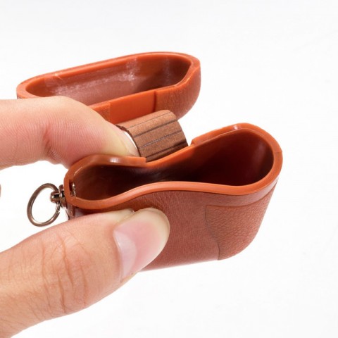 Чехол TPU-кожа для AirPods, светло-коричневый-3