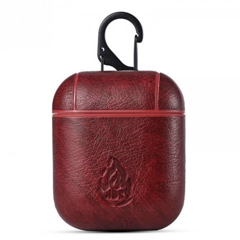 Чехол пластик-кожа "Пламя" для AirPods, красный