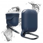 Чехол силиконовый влагозащитный с карабином для AirPods, тёмно-синий Чехол силиконовый влагозащитный с карабином для AirPods, тёмно-синий