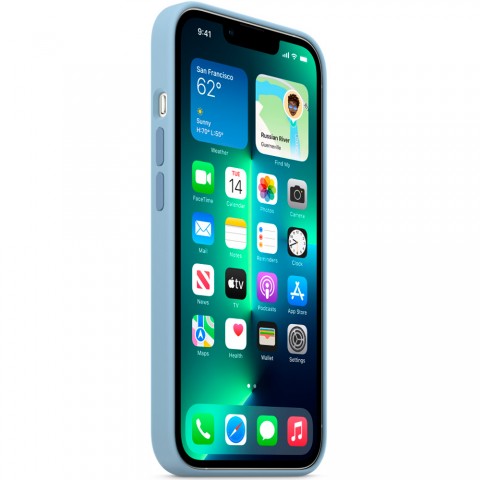 Силиконовый чехол MagSafe для iPhone 13 Pro, Blue Fog-6