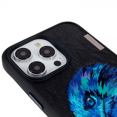 Чехол-накладка для iPhone 14 Pro Max Nimmy Птица с вышивкой-2