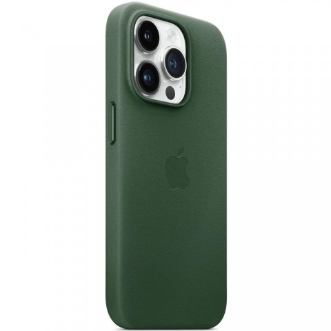 Зеленый чехол из эко-кожи с MagSafe для iPhone 15 Pro-2