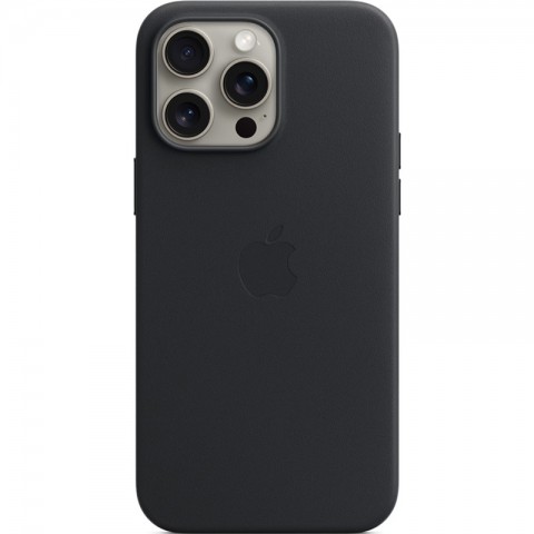 Черный чехол из эко-кожи с MagSafe для iPhone 16 Pro Max