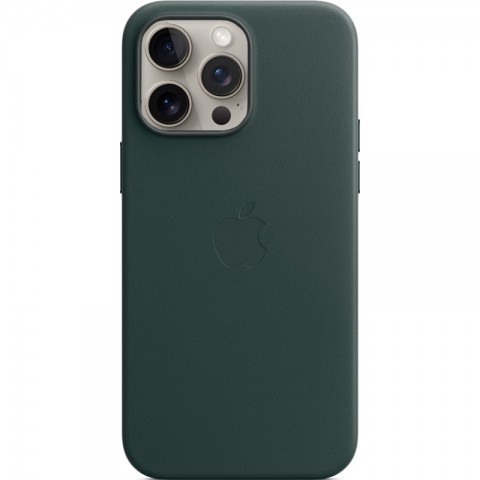 Зеленый чехол из эко-кожи с MagSafe для iPhone 15 Pro Max