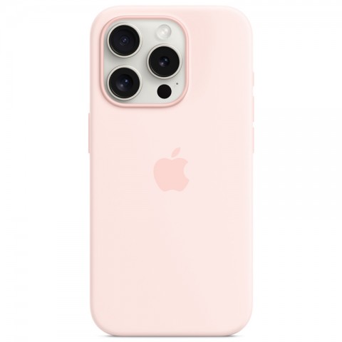 Силиконовый чехол с MagSafe для iPhone 15 Pro, цвет: Light Pink (розовый)-1
