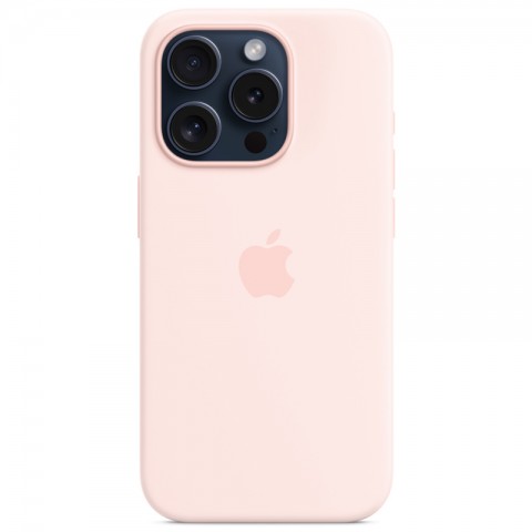 Силиконовый чехол с MagSafe для iPhone 15 Pro, цвет: Light Pink (розовый)