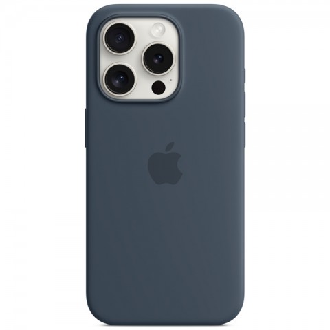 Силиконовый чехол с MagSafe для iPhone 15 Pro, цвет: Storm Blue (темно-синий)-2