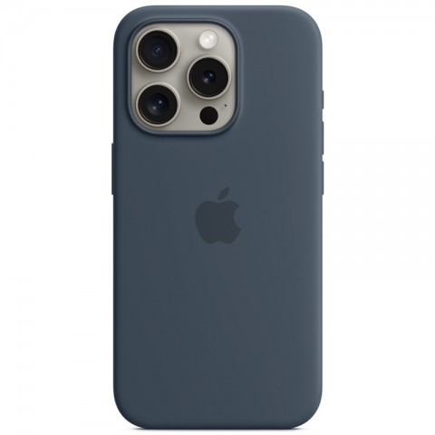 Силиконовый чехол с MagSafe для iPhone 15 Pro, цвет: Storm Blue (темно-синий)-1