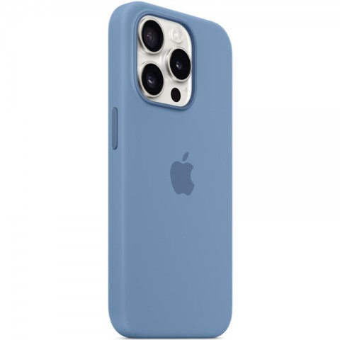 Силиконовый чехол с MagSafe для iPhone 15 Pro, цвет: Winter Blue (голубой)-4