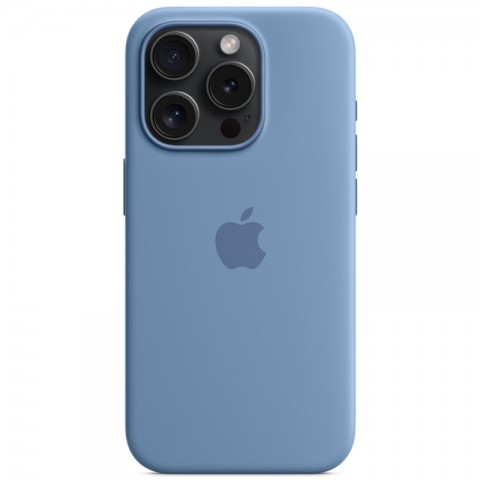 Силиконовый чехол с MagSafe для iPhone 15 Pro, цвет: Winter Blue (голубой)-2