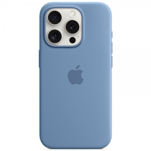 Силиконовый чехол с MagSafe для iPhone 15 Pro, цвет: Winter Blue (голубой)-1