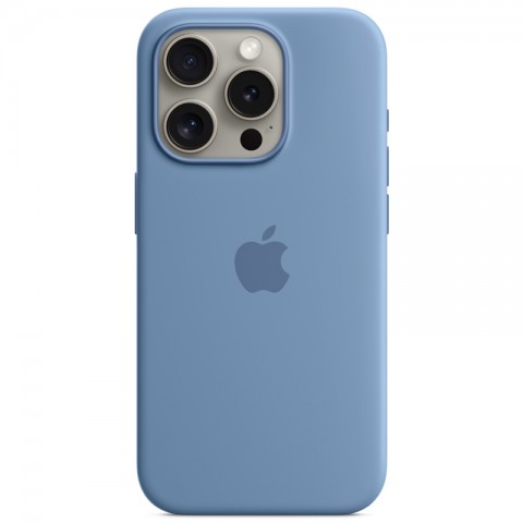 Силиконовый чехол с MagSafe для iPhone 15 Pro, цвет: Winter Blue (голубой)-3