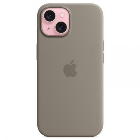 Силиконовый чехол с MagSafe для iPhone 15, цвет: Clay (глиняный)-3