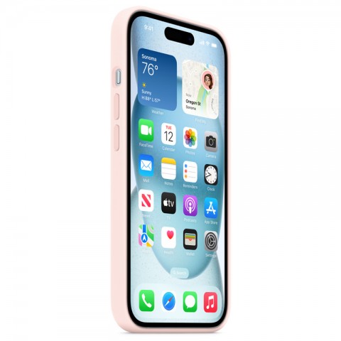 Силиконовый чехол с MagSafe для iPhone 15, цвет: Light Pink (розовый)-6