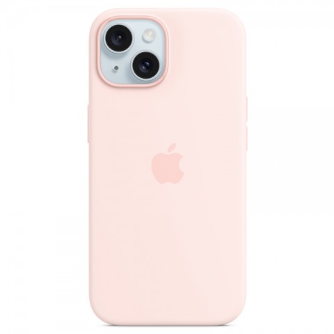 Силиконовый чехол с MagSafe для iPhone 15, цвет: Light Pink (розовый)-4