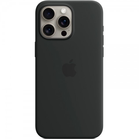 Черный силиконовый чехол с MagSafe для iPhone 15 Pro Max