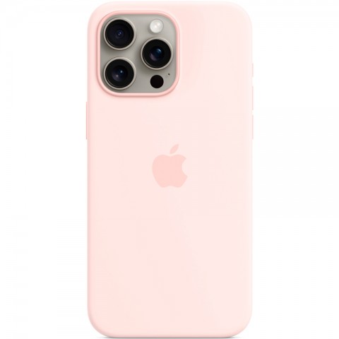 Силиконовый чехол с MagSafe для iPhone 15 Pro Max, цвет: Light Pink (розовый)