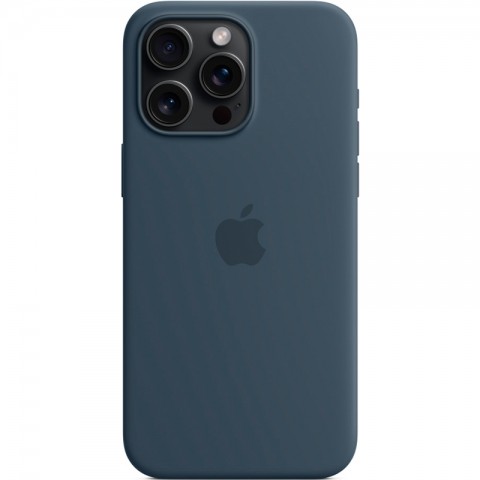 Силиконовый чехол с MagSafe для iPhone 15 Pro Max, цвет: Storm Blue ("грозовая туча")-1