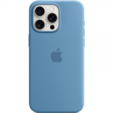 Силиконовый чехол с MagSafe для iPhone 15 Pro Max, цвет: Winter Blue ("морозный голубой")-1