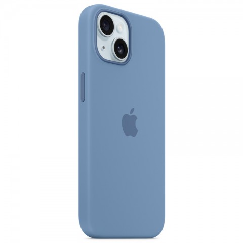 Силиконовый чехол с MagSafe для iPhone 15, цвет: Winter Blue (голубой)-5