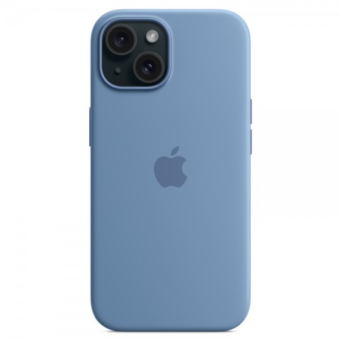 Силиконовый чехол с MagSafe для iPhone 15, цвет: Winter Blue (голубой)-4