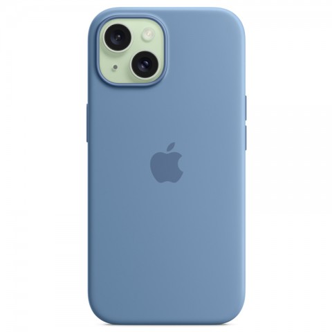 Силиконовый чехол с MagSafe для iPhone 15, цвет: Winter Blue (голубой)-3