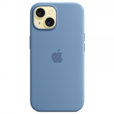 Силиконовый чехол с MagSafe для iPhone 15, цвет: Winter Blue (голубой)-2