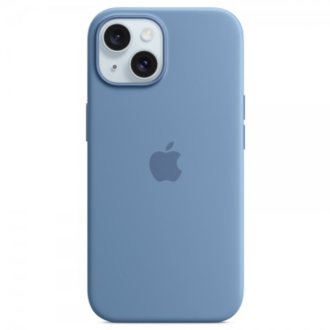 Силиконовый чехол с MagSafe для iPhone 15, цвет: Winter Blue (голубой)