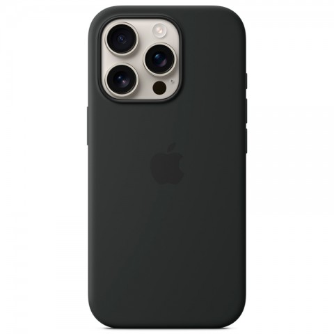 Черный силиконовый чехол с MagSafe для iPhone 16 Pro-3