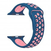 Спортивный ремешок Nike Style для Apple Watch 38/40mm, дымчато-синий/розовый Спортивный ремешок Nike Style для Apple Watch 38/40mm, дымчато-синий/розовый