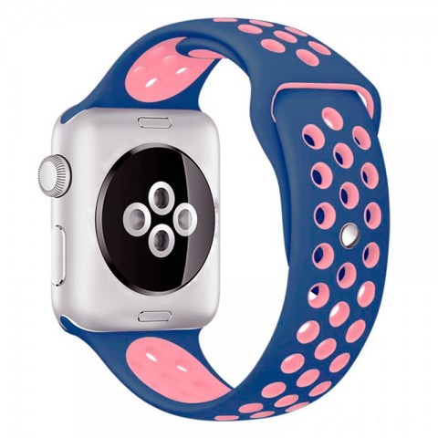 Спортивный ремешок Nike Style для Apple Watch 38/40mm, дымчато-синий/розовый-1