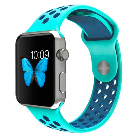 Спортивный ремешок Nike Style для Apple Watch 42/44mm, бирюзовый/синий-1