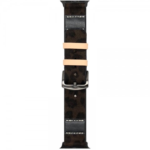Ремешок кожаный "Леопард" для Apple Watch 38/40мм, черный